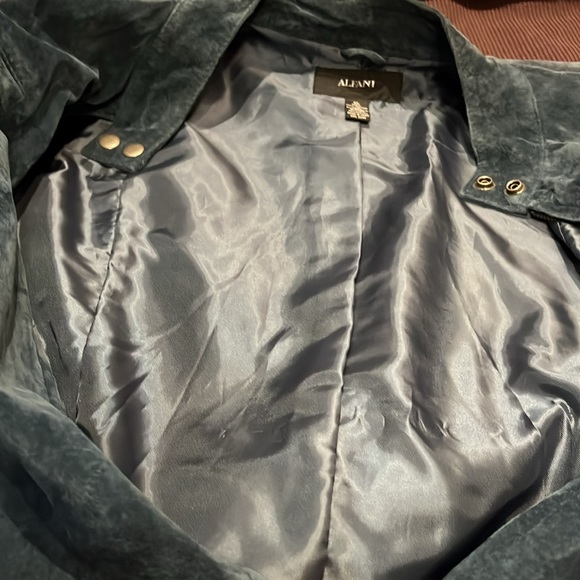So Stylish Alfani Blue leather suede zip up Jacket Sz XL - Picture 10 of 13